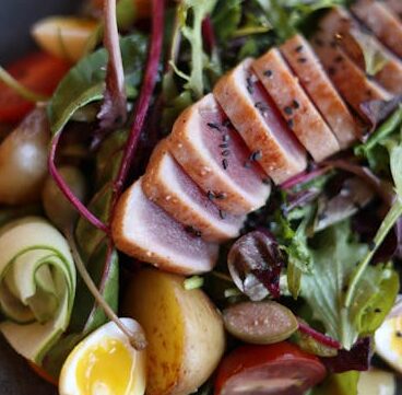 Delicious Sliced Meat on Salad